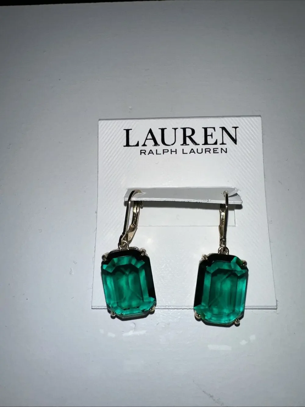 Lauren Ralph Lauren Women’s Gold Tone Green Crystal Drop Earrings